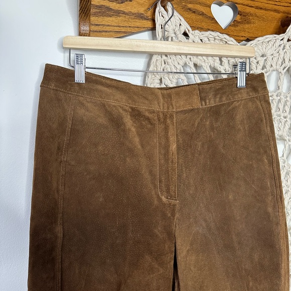 Vintage 80s Bagatelle Brown Suede Straight Leg Pants Size Large - Picture 3 of 4